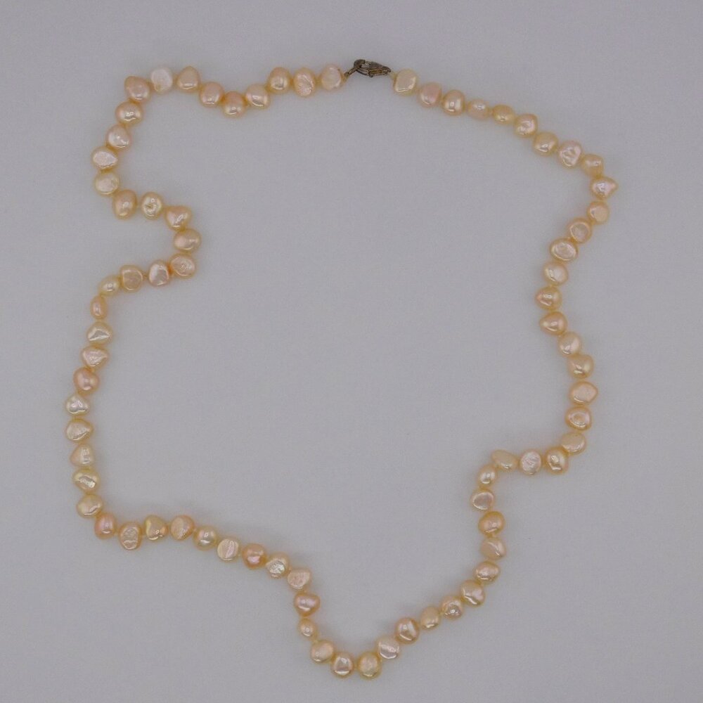 24” Natural Baroque Freshwater Pearl Necklace w/ 925 Sterling Silver Clasp
